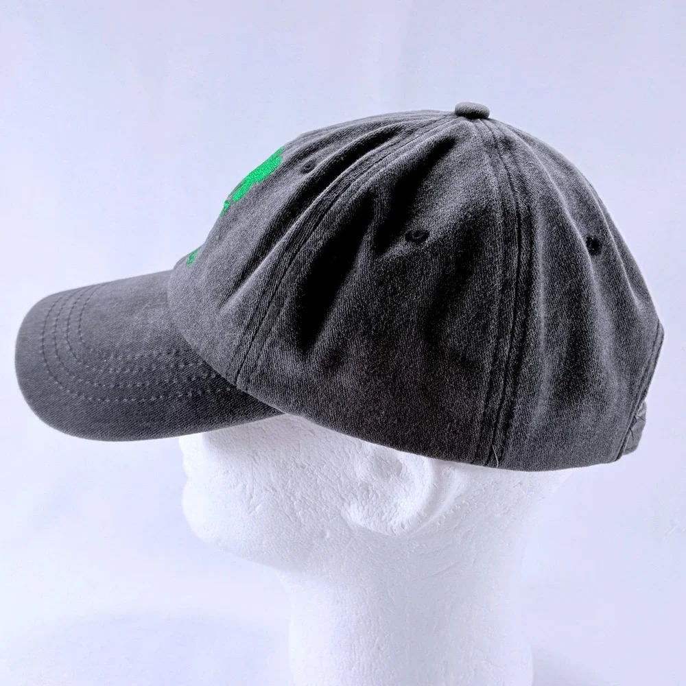 LOVE Shamrock Embroidered Washed Cotton Gray Baseball Cap Dad Hat